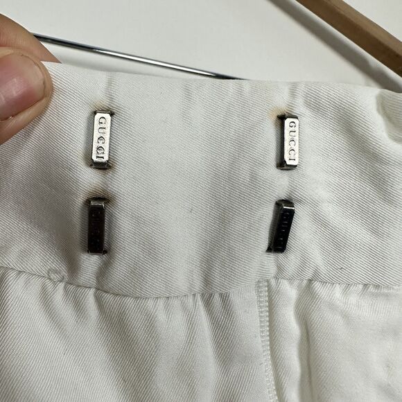 Gucci High Rise Belted Wide Leg Trousers Pants Waist 31 Off white - Picture 9 of 16